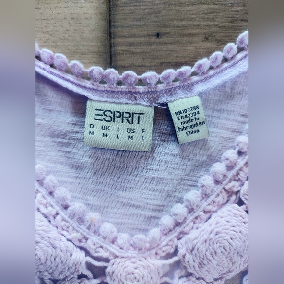 Espirit women's lilac boho sleeveless spring top crochet detailed - Picture 3 of 5